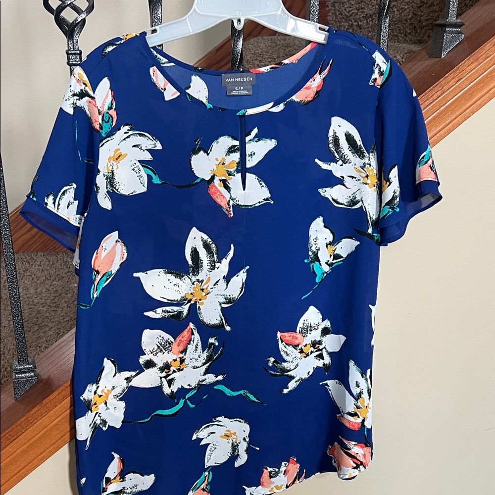 Van Heusen Navy Floral Blouse